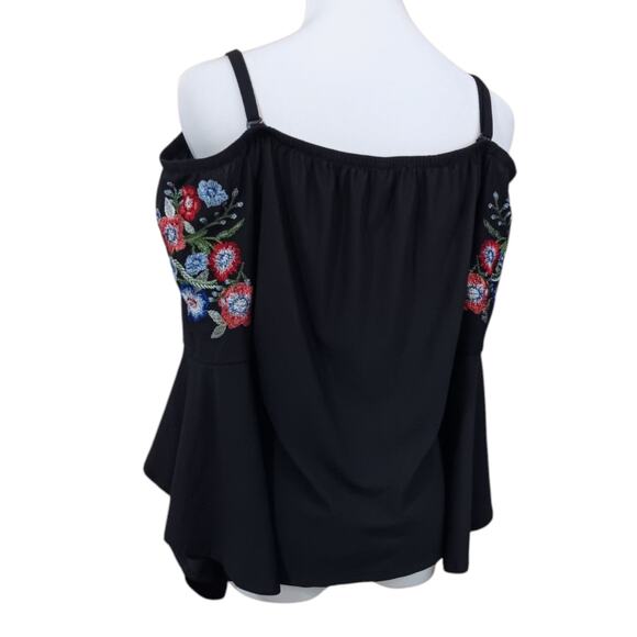 Artsy INC Off Shoulder Top Blouse S Floral Embroidered Flare Whimsigoth Coquette - Picture 3 of 10
